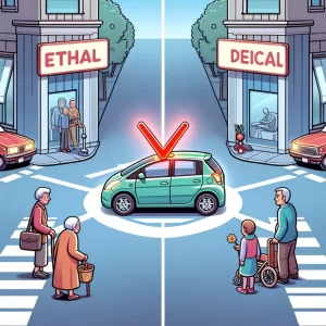 Immagine da Intelligenza Artificiale; trolley Problem; dall-e;