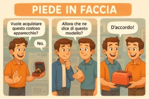 disegno; tecinica di vendita; piede in faccia;