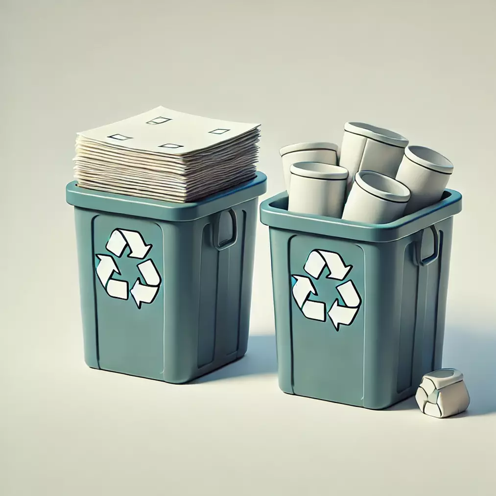 Disegno; due cestini carta: persuasione;