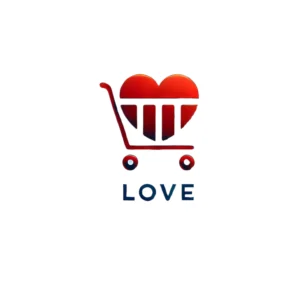 disegno; scritta Love; un carrello della spesa Marketing by Blu7;