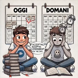 sottovalutiamo cosa poter fare oggi o domani; disegno;