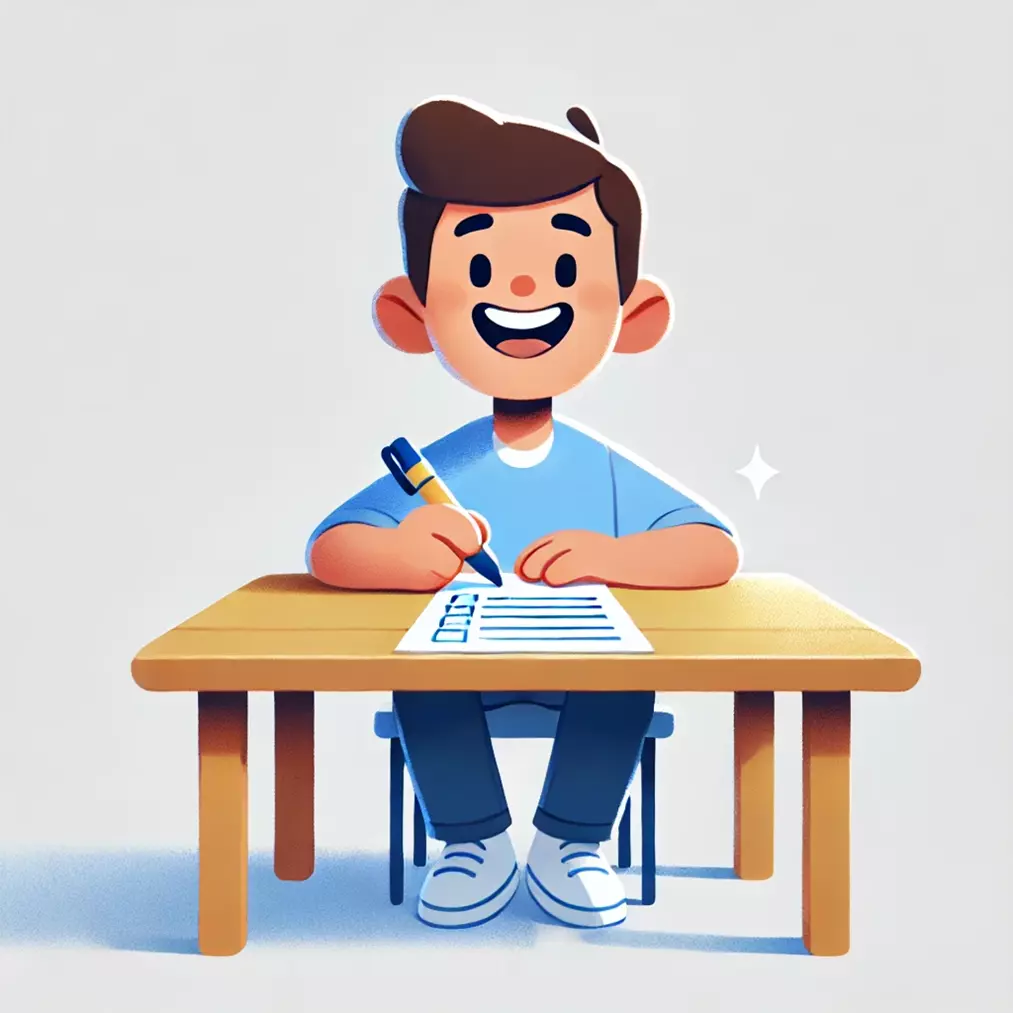 disegno; ragazzo; compila questionario;