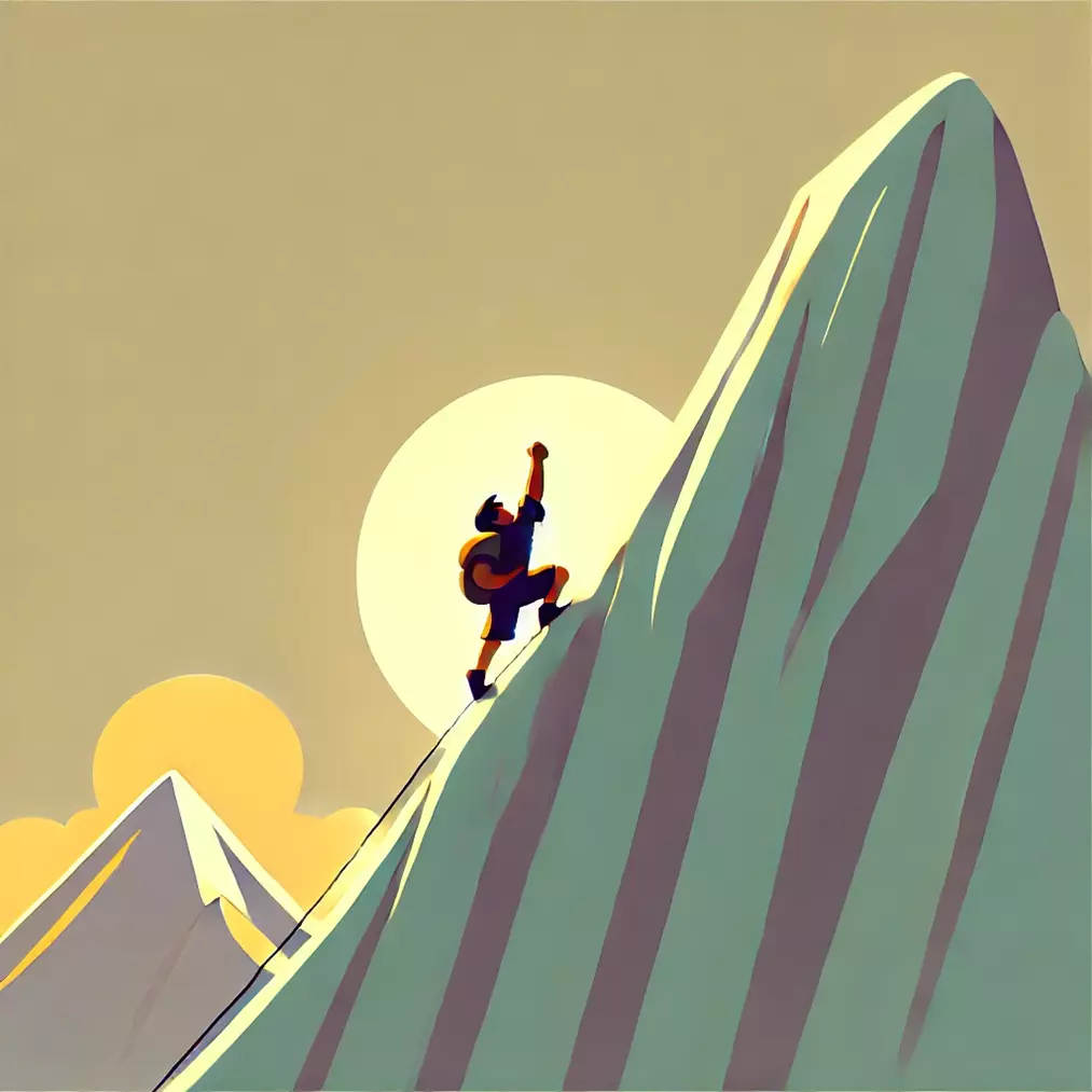 disgno; omino, sforzo verso la vetta;