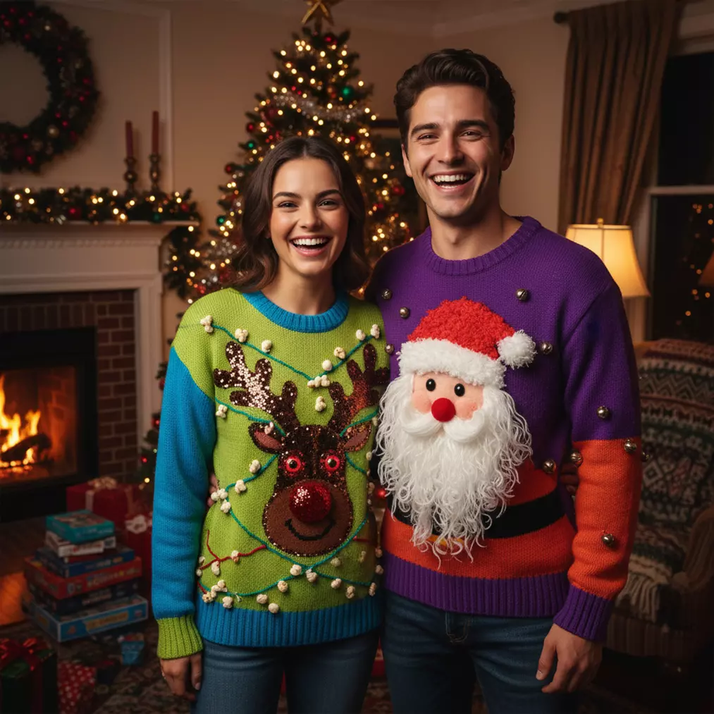 maglione di natale; brutto; felicità;