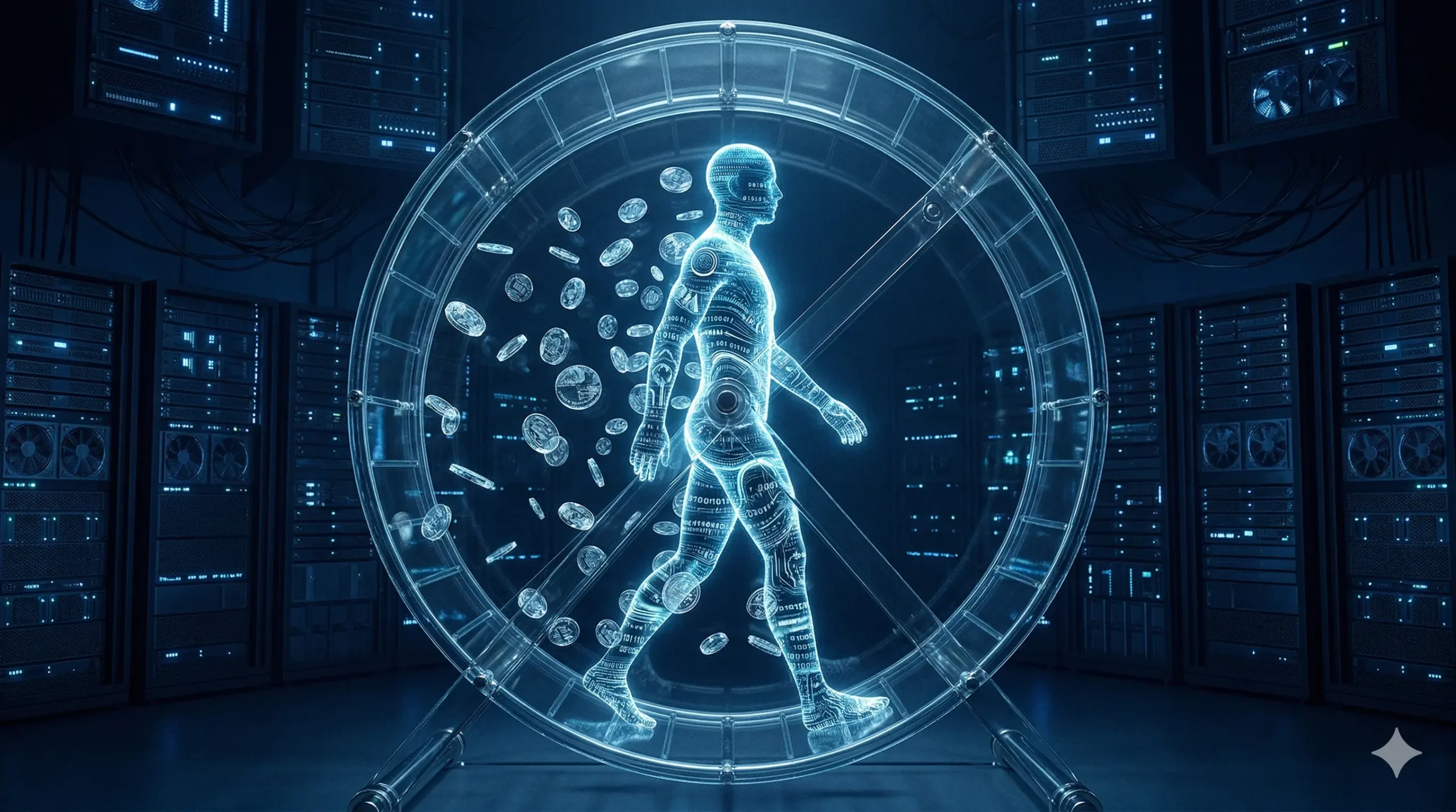 un uomo in un ruota; allenare; Intelligenza Artificiale;