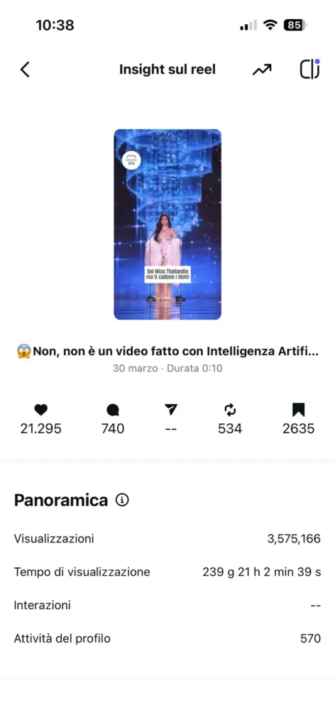 Reel Virale; numeri che contanto ; le interazioni;