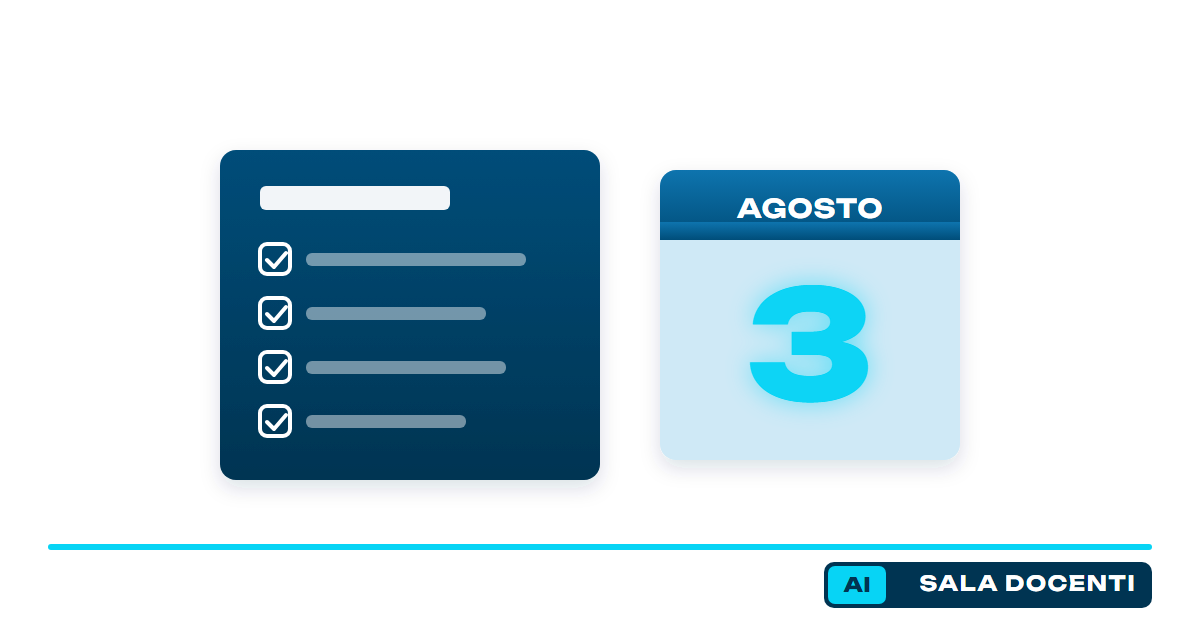 registro della scuola; caselle spuntate; calendario; 3 agosto; alfabetizzazione AI