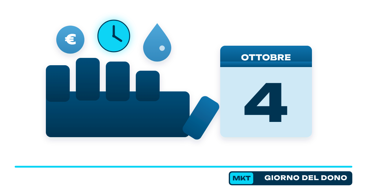mano aperta; moneta; orologio; goccia; calendario; 4 ottobre; Giorno del Dono